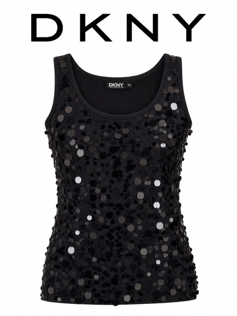 DKNY Black Sequin Scoop Neck Tank NWT